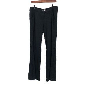 DIANE VON FURSTENBERG Newport Pants Black Wool Blend Wide Flare Leg 8 StretchDVF